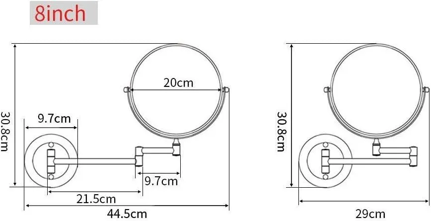 ELTOX Bathroom Makeup Mirrors Wall Mounted Magnifying Sturdy Double Sided Adjustable Cosmetic Shaving Vanity Extendable Swivel (Color : Chrome, Size : 7X)