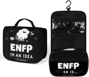 ENFP I'm An Idea Factory MBTI Makeup Bag Portable Hanging Organizer for Travel Wash Bags With Handle And Divider