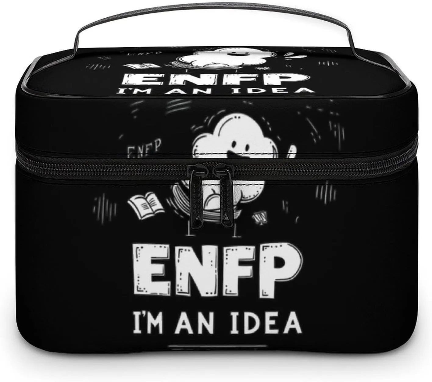 ENFP I'm An Idea Factory MBTI Portable Makeup Bag Large Capacity Toiletry Receiving Cosmetic Bags With Handle And Divider