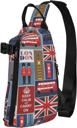 England Symbols Print Trend Casual Crossbody Chest Bag Multipurpose Cross Body Shoulder Bag