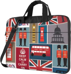 England Symbols Print Versatile Laptop Bag Men's Laptop Case & Womenâ€™s Computer Bag with Shoulder Strap
