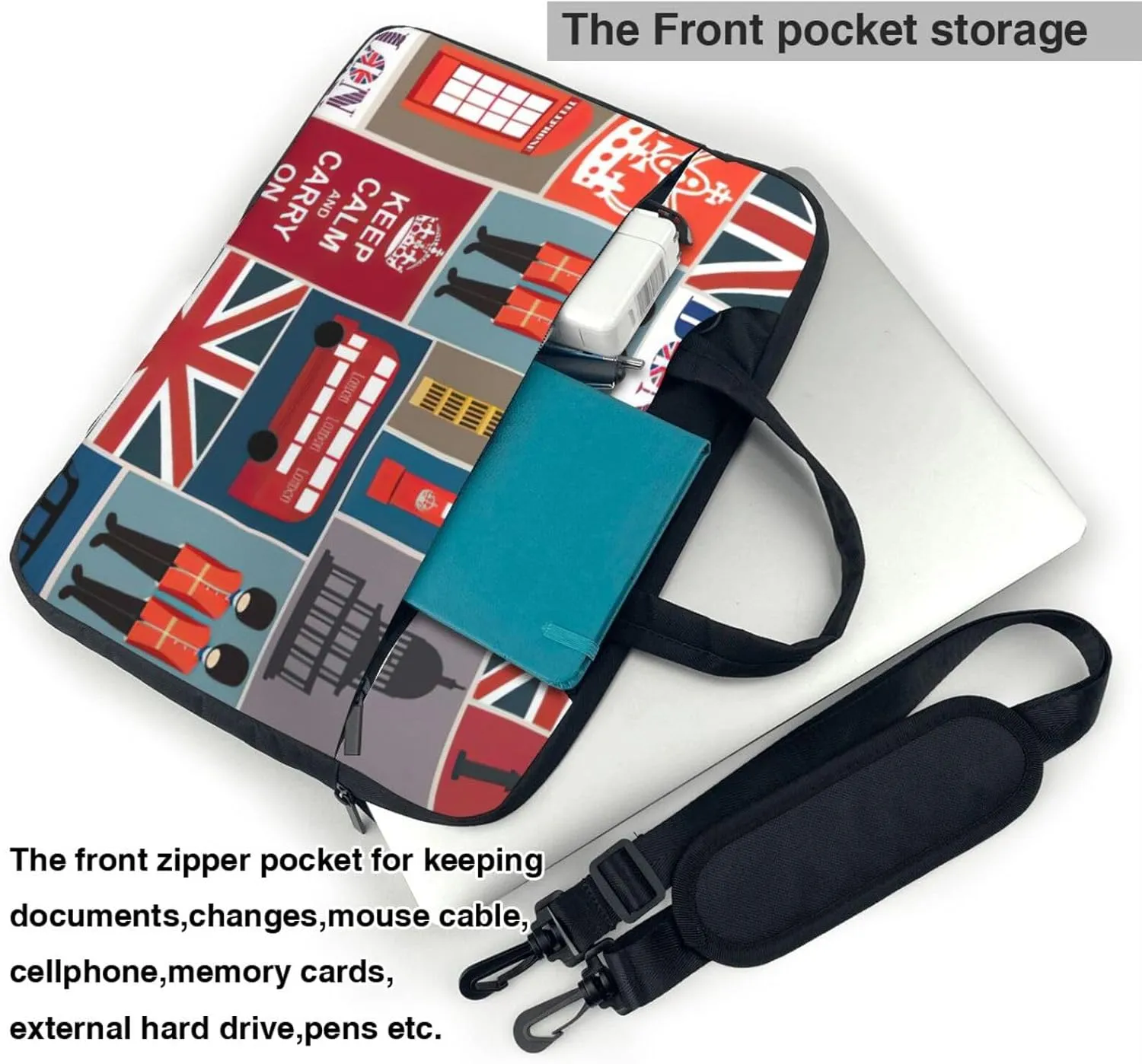 England Symbols Print Versatile Laptop Bag Men's Laptop Case & Womenâ€™s Computer Bag with Shoulder Strap