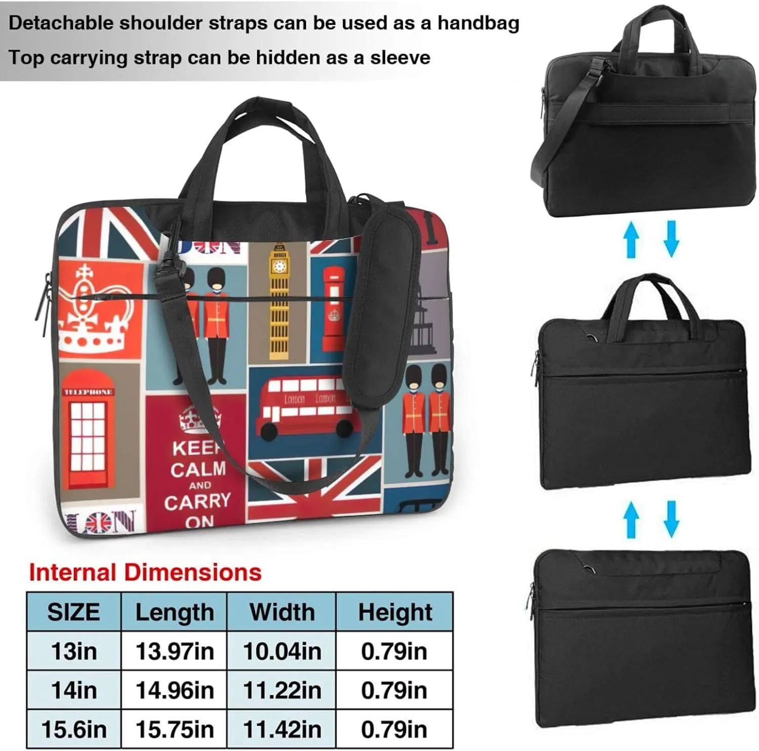 England Symbols Print Versatile Laptop Bag Men's Laptop Case & Womenâ€™s Computer Bag with Shoulder Strap