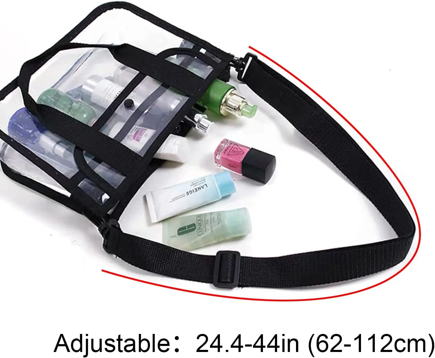 Enkrio Clear Makeup Bag with Strap Portable Cosmetic Bag for Women Waterproof Transparent Toiletry Bags for Beach Travel