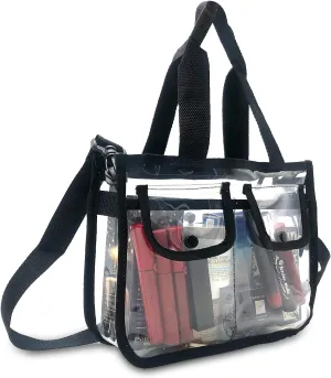 Enkrio Clear Makeup Bag with Strap Portable Cosmetic Bag for Women Waterproof Transparent Toiletry Bags for Beach Travel