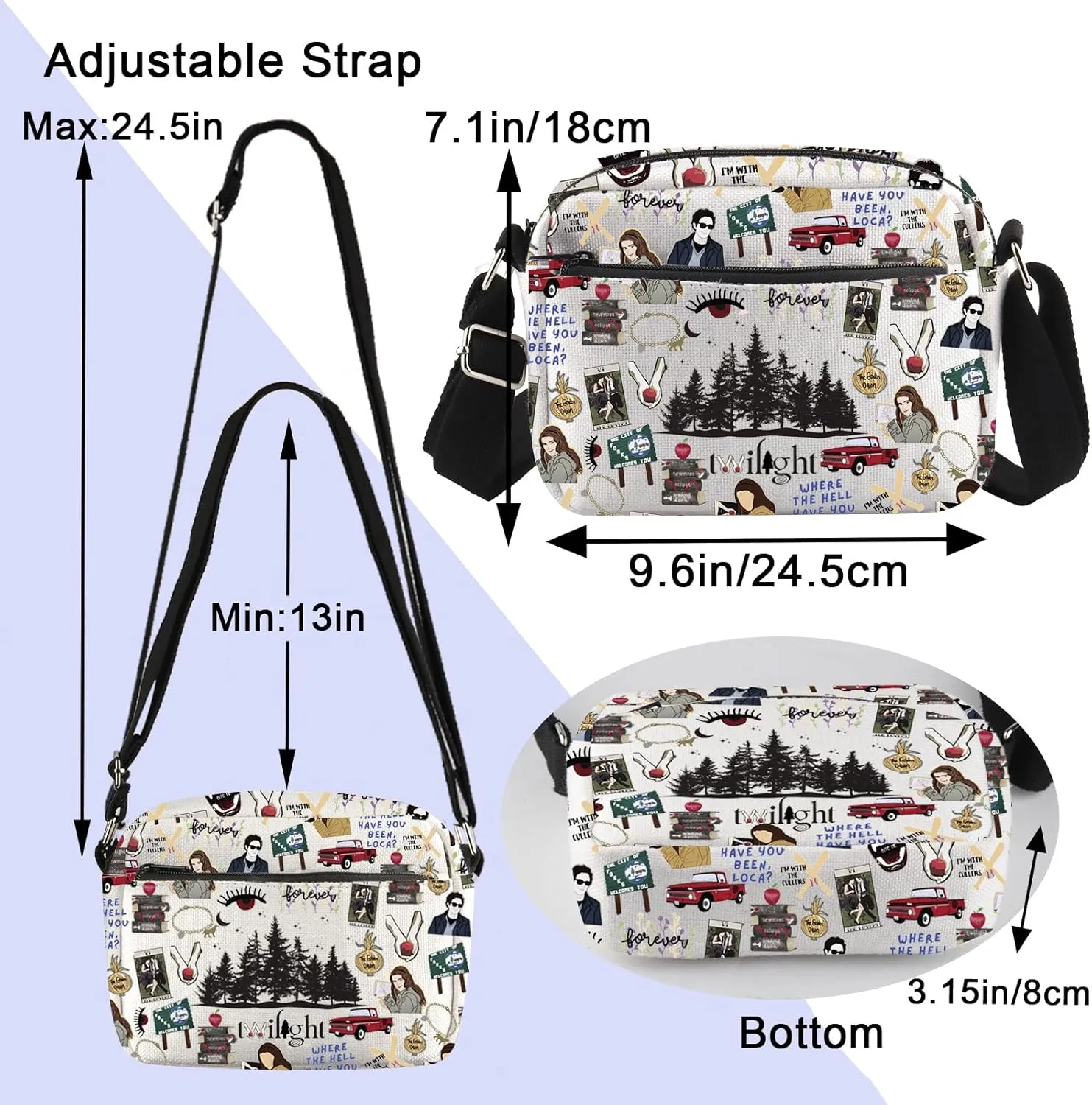 Ensianth Vampire Gift Forks Crossbody Messenger Bag