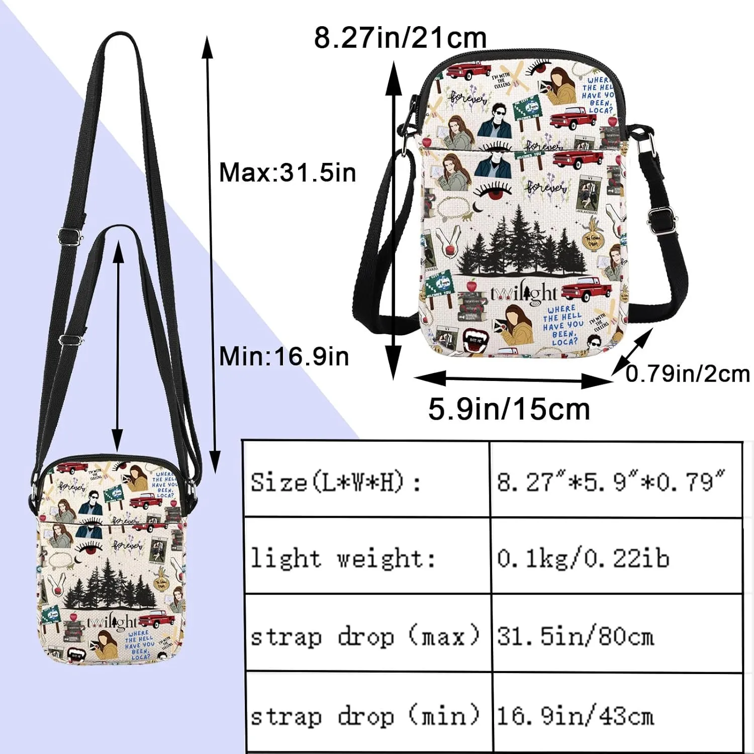 Ensianth Vampire Gift Forks Crossbody Messenger Bag