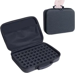 Essential Oils Carrying Case Holds 60 Grids for 1-3ML Roller Bottles 5ml, 10ml, 15ml Bottles Storage Organizer Bag Hard Shell EVA, Essential Oil Bag with Detachable Sponge Pad Black