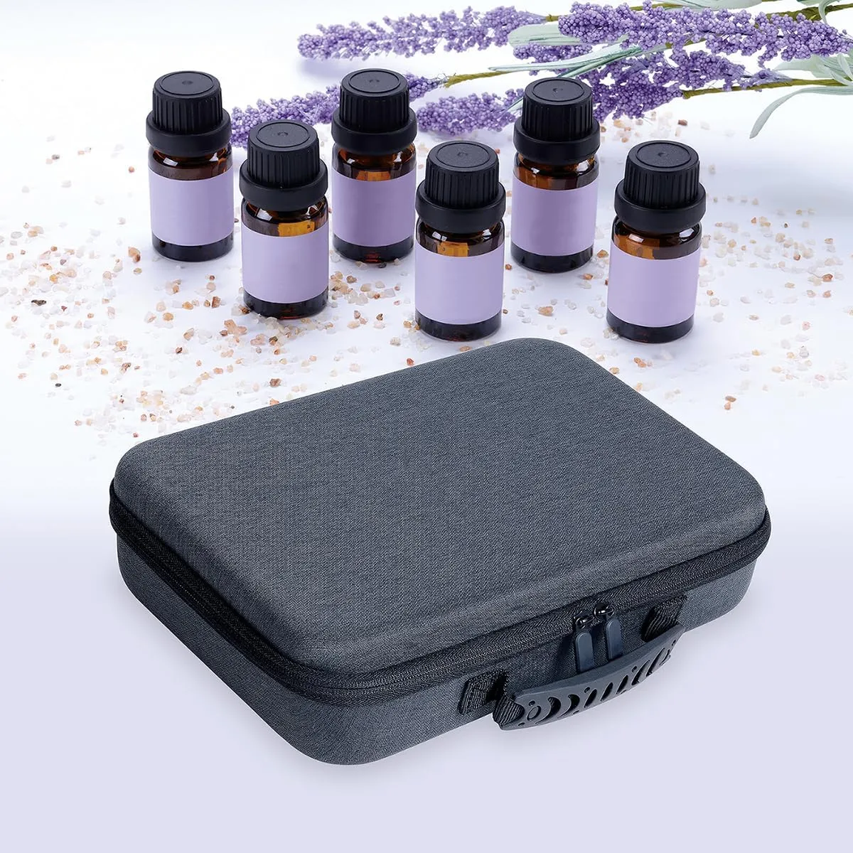 Essential Oils Carrying Case Holds 60 Grids for 1-3ML Roller Bottles 5ml, 10ml, 15ml Bottles Storage Organizer Bag Hard Shell EVA, Essential Oil Bag with Detachable Sponge Pad Black