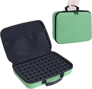 Essential Oils Carrying Case Holds 60 Grids for 1-3ML Roller Bottles 5ml, 10ml, 15ml Bottles Storage Organizer Bag Hard Shell EVA, Essential Oil Bag with Detachable Sponge Pad Green