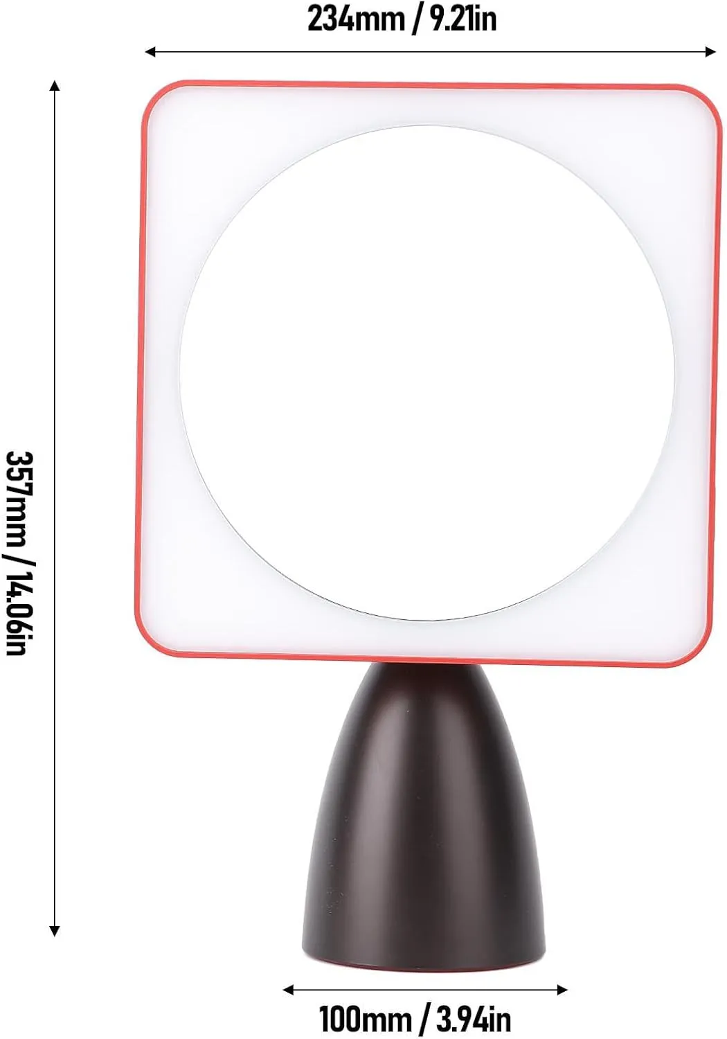 Estink High Definition Beauty Mirror, Large Square Makeup Mirror with Lights 12 Levels Brightness Adjustable Brightness Portable Travel Vanity Mirror for Daily Skincare and Makeup (Red