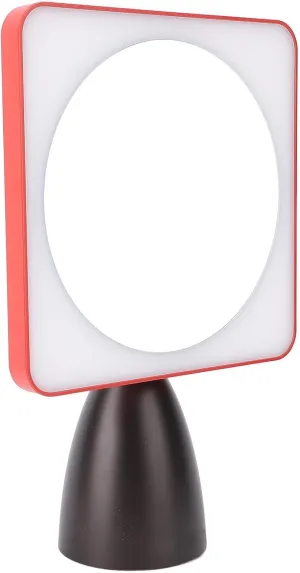 Estink High Definition Beauty Mirror, Large Square Makeup Mirror with Lights 12 Levels Brightness Adjustable Brightness Portable Travel Vanity Mirror for Daily Skincare and Makeup (Red