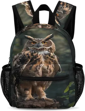 Eurasian Eagle Owl Backpack Cute Laptop Bag Mini Shoulder Bags Travel Casual Daypacks 13 Inch