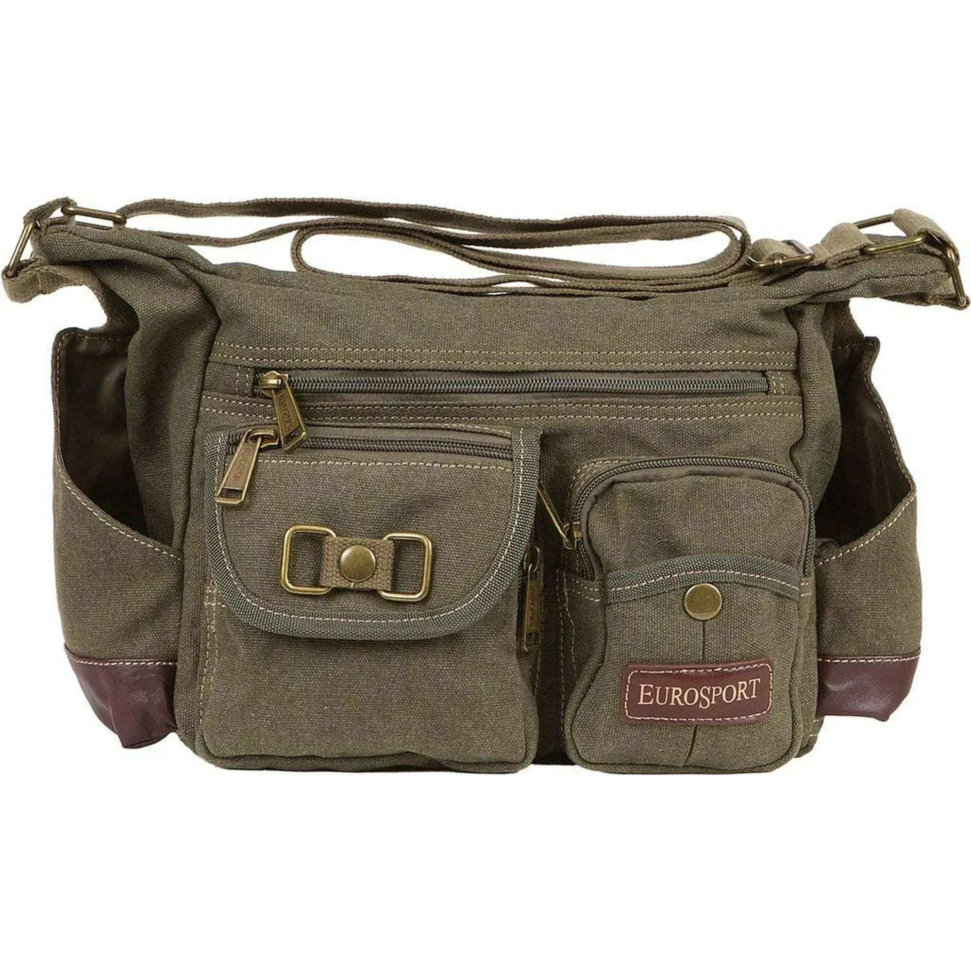 Eurosport Canvas Messenger Bag B420 Multi Pockets Adjustable Strap