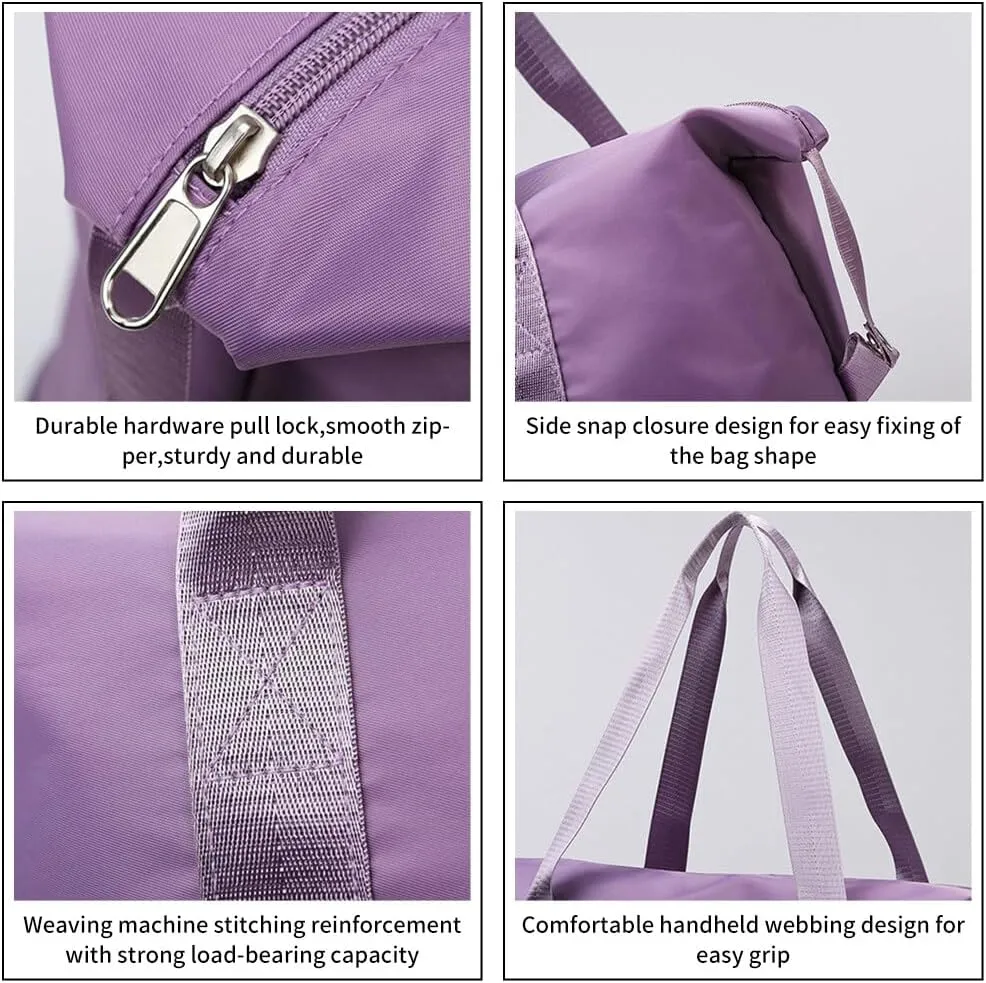 Expandable Carry Luggage Bag with Wheels Foldable Rolling Duffle Bag Large Capacity Dry Wet Separation Travel Bag Lightweight Suitcases for Men Women(Purple)