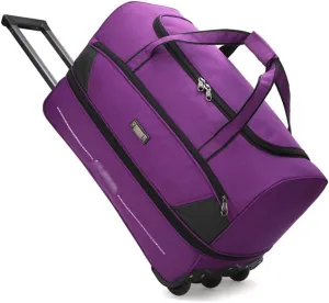 Expandable Wheeled Rolling Duffle Bag Large Capacity, Portable Carry On Luggage Tote Suitcase Unisex-Adult Travel Trolley Bag Outdoor Overnight Weekender Bag For Women Men (Color : Purple, Size : Sm