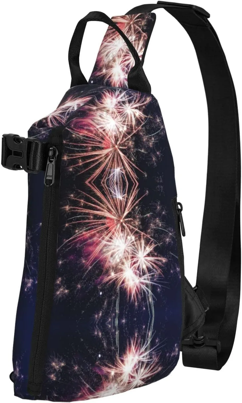 Explosion Firework Print Trend Casual Crossbody Chest Bag Multipurpose Cross Body Shoulder Bag, Black