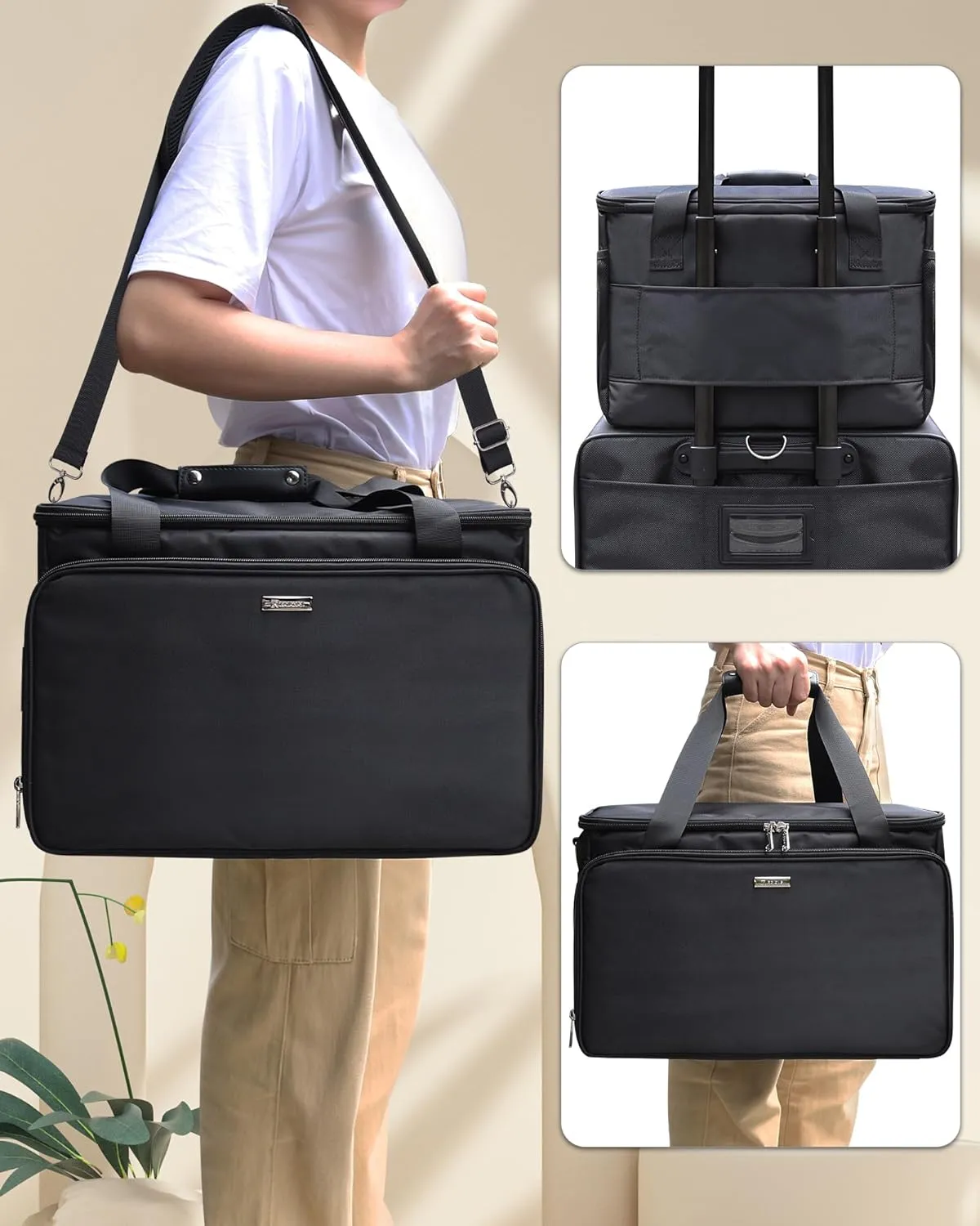 Extra Large Makeup Bag Travel Makeup Case Makeup Artist Bag Professional Makeup Bag Hairstylist Cosmetic Bag with Detachable Dividers and Shoulder Straps