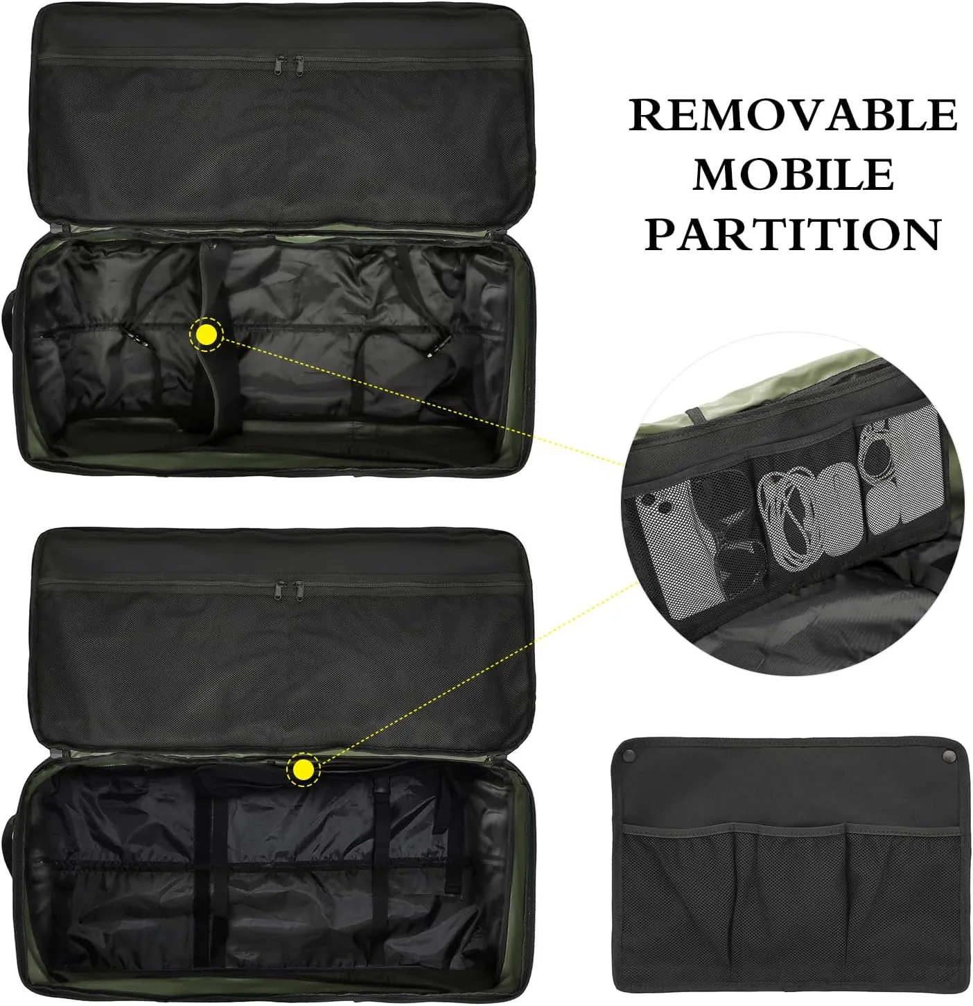 Extra Large Rolling Travel Duffle Bag with Wheels Shoes Compartment Wet Pocket 85-100L Big Expandable Duffel Bag for Men Women Heavy Duty Foldable Collapsible Luggage Camping, Green