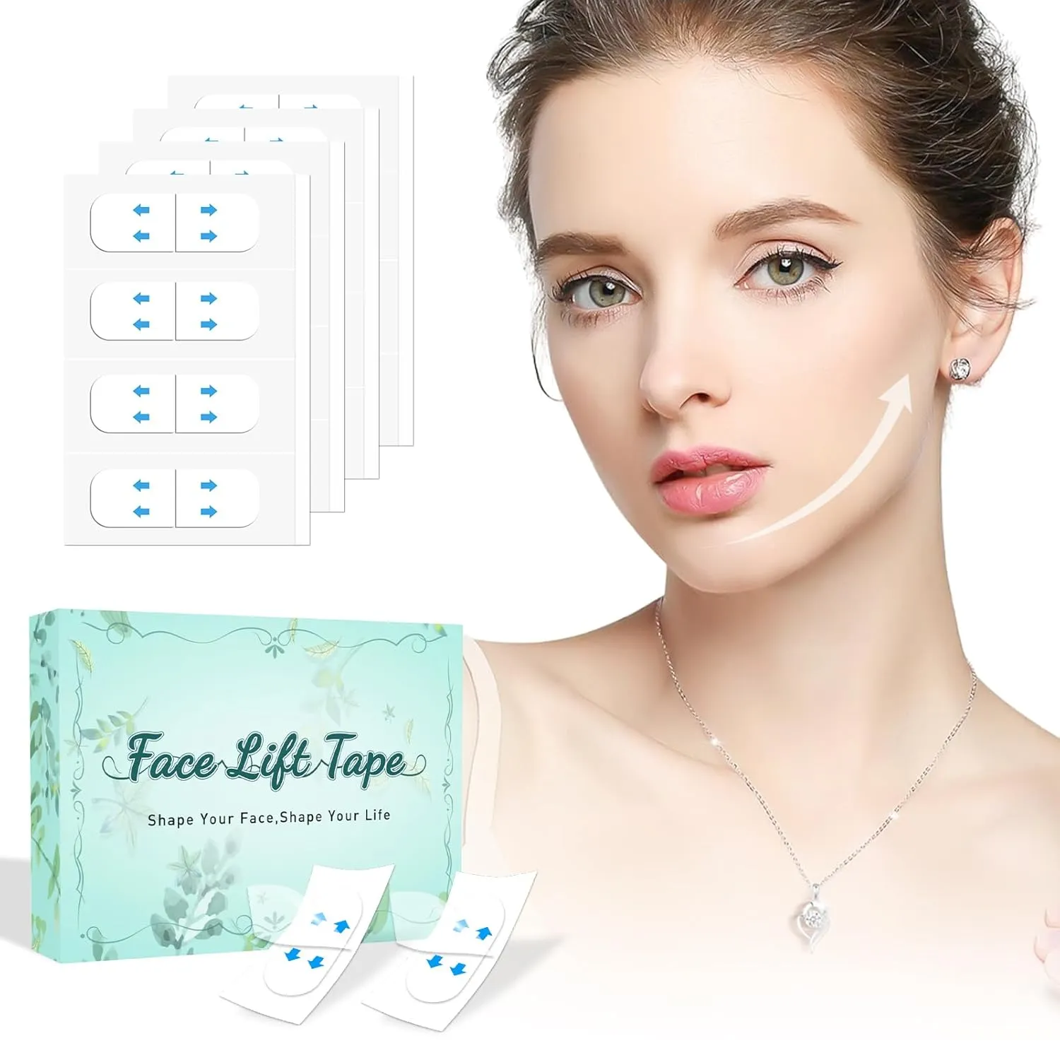 Face Lift Tape Invisible, Facelift Tape for Face, Neck Strips Lift Turkey Neck, Skin Lifting Tapes V Edge Patches for Wrinkle, Jowl, Eye, Double Chin, Loose Sagging Skin (1 Count (Pack of 200))