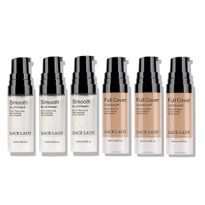 Face Primer Makeup(3Pcs) & Full Cover Concealer(3Pcs) Women Makeup Set, Smooth Creamy Cosmetic Perfectly Cover Face Body Blemishes,Tattoos,Brown Spots,Eye Circles