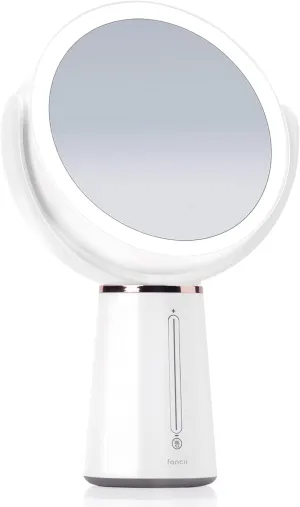 Fancii LED Lighted Magnifying Makeup Mirror with Double-Sided 1x/ 10x Magnification, Rechargeable and Adjustable Brightness, Large Tabletop Vanity Mirror (Nova)