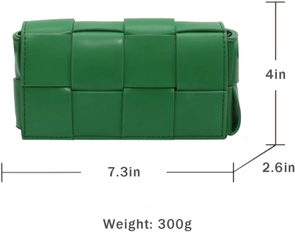 Fanny Pack with Convertible Crossbody Shoulder Bag for Women, Woven Cassette-Style Handbag Purse with Adjustable Belt (Green)