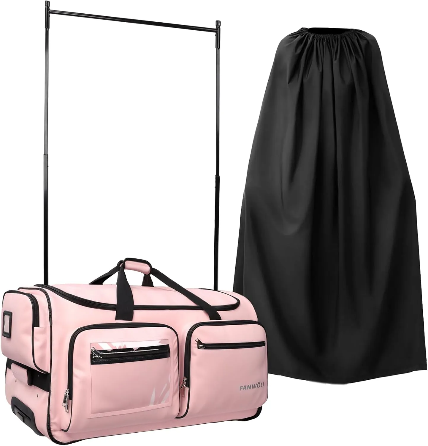 Fanwoli 23" Dance Bag with Garment Rack and Privacy Cover | Upgraded Stable System & Fabric | More Lightweight & Wear-Resistant | Ideal Competition Duffle Bag for Dancers Livestreamer Athletes