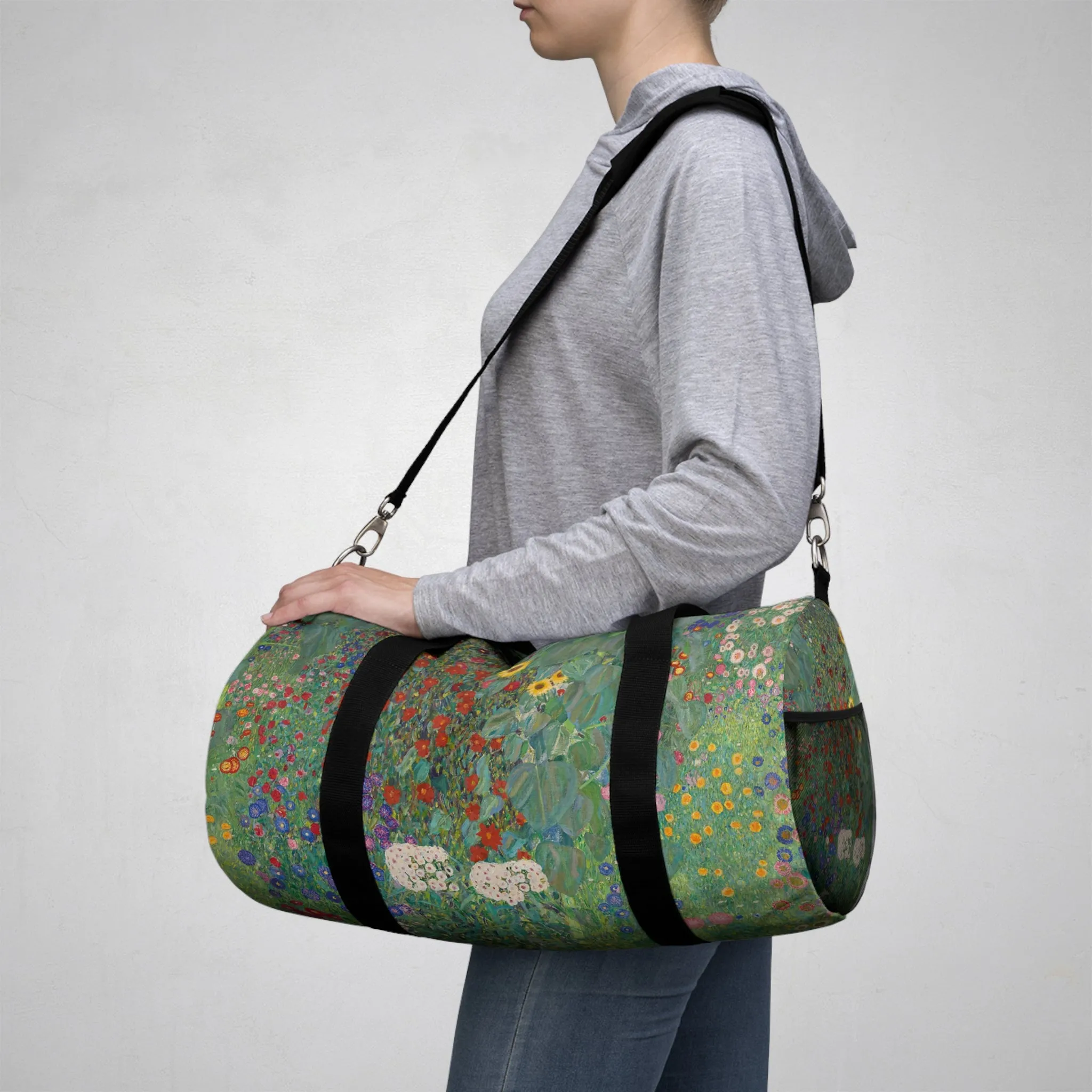 Farm Garden with Sunflowers by Gustav Klimt Duffle Bag