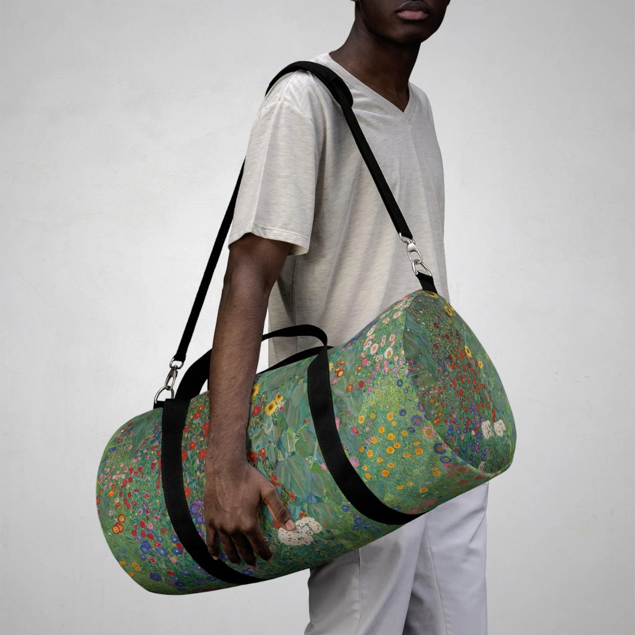 Farm Garden with Sunflowers by Gustav Klimt Duffle Bag