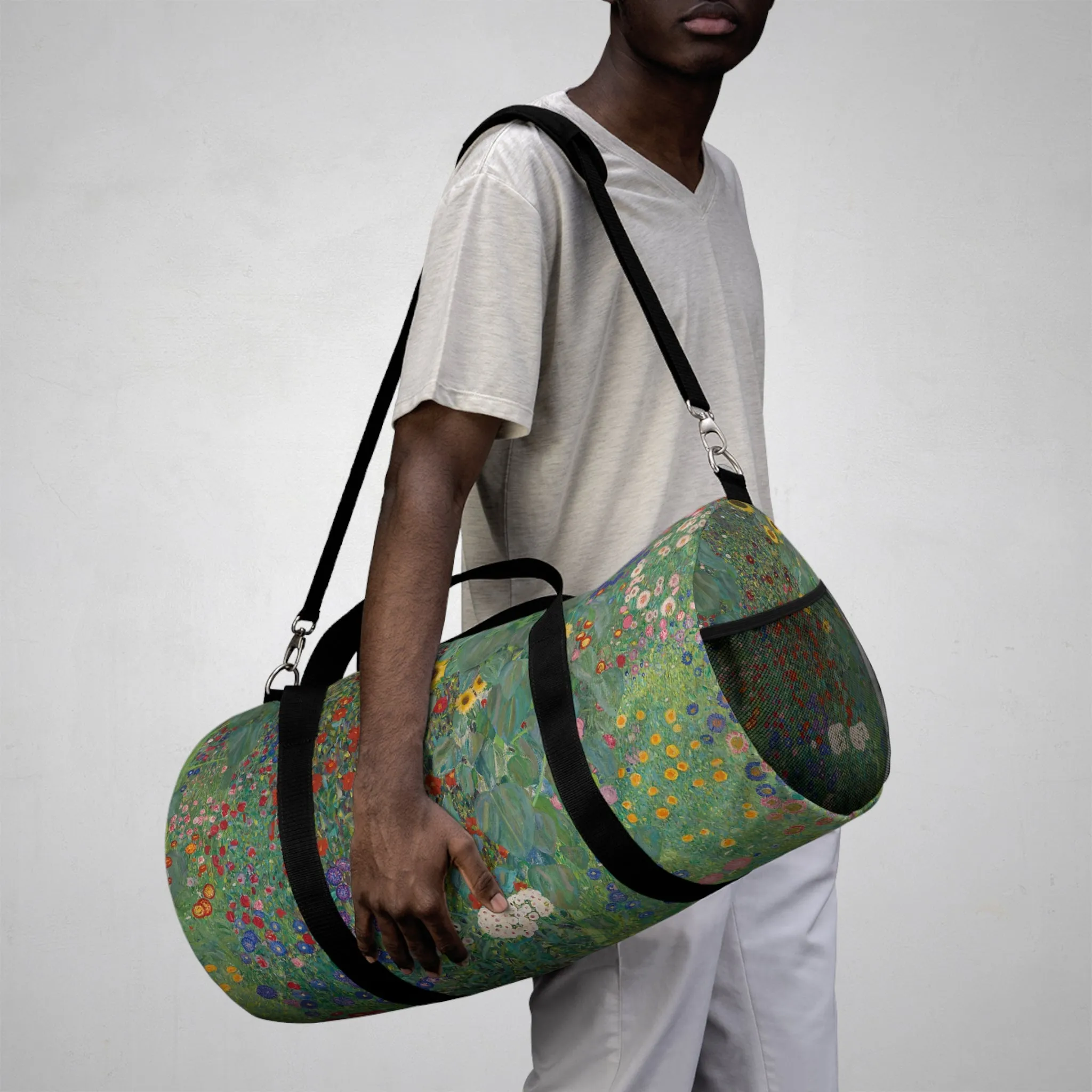 Farm Garden with Sunflowers by Gustav Klimt Duffle Bag