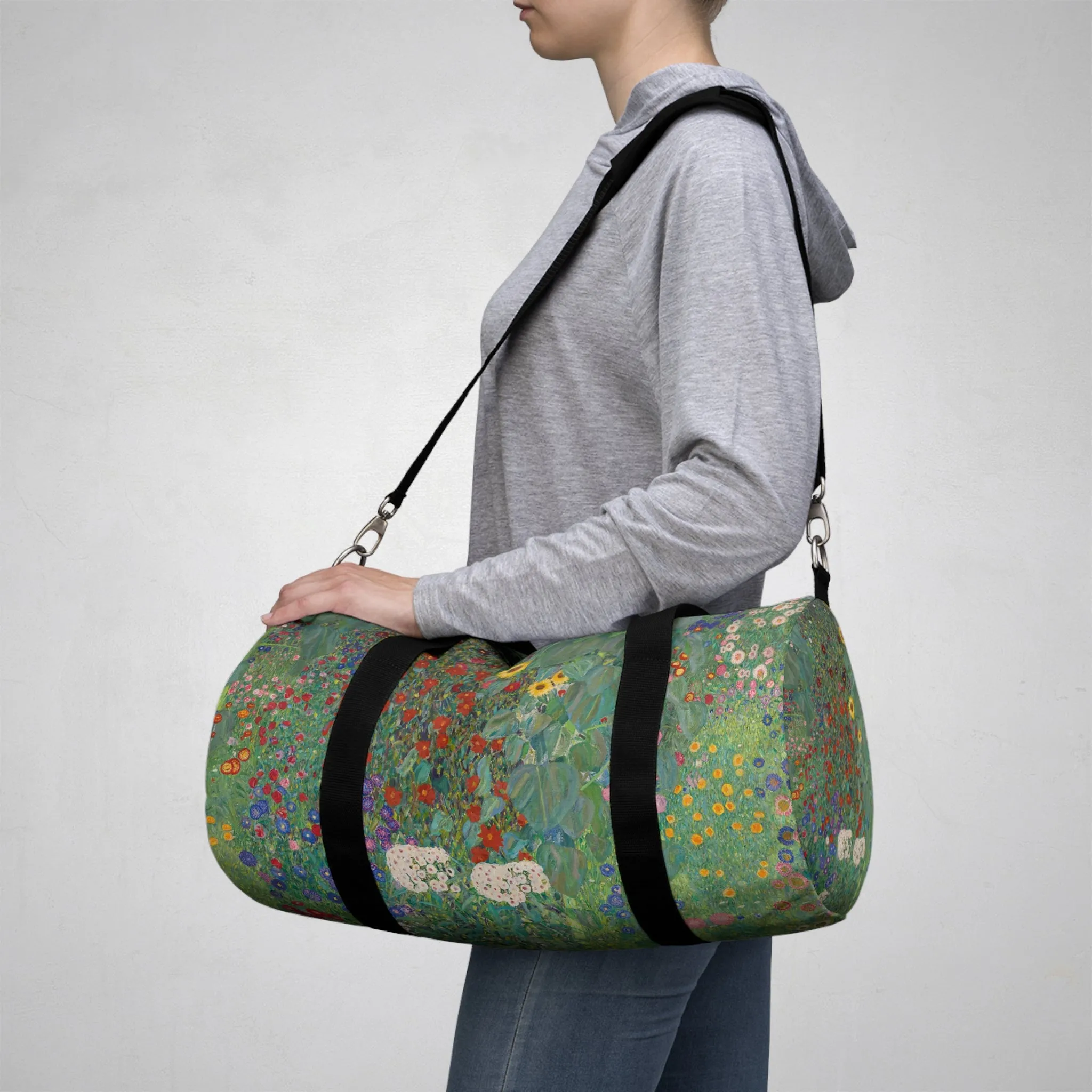 Farm Garden with Sunflowers by Gustav Klimt Duffle Bag