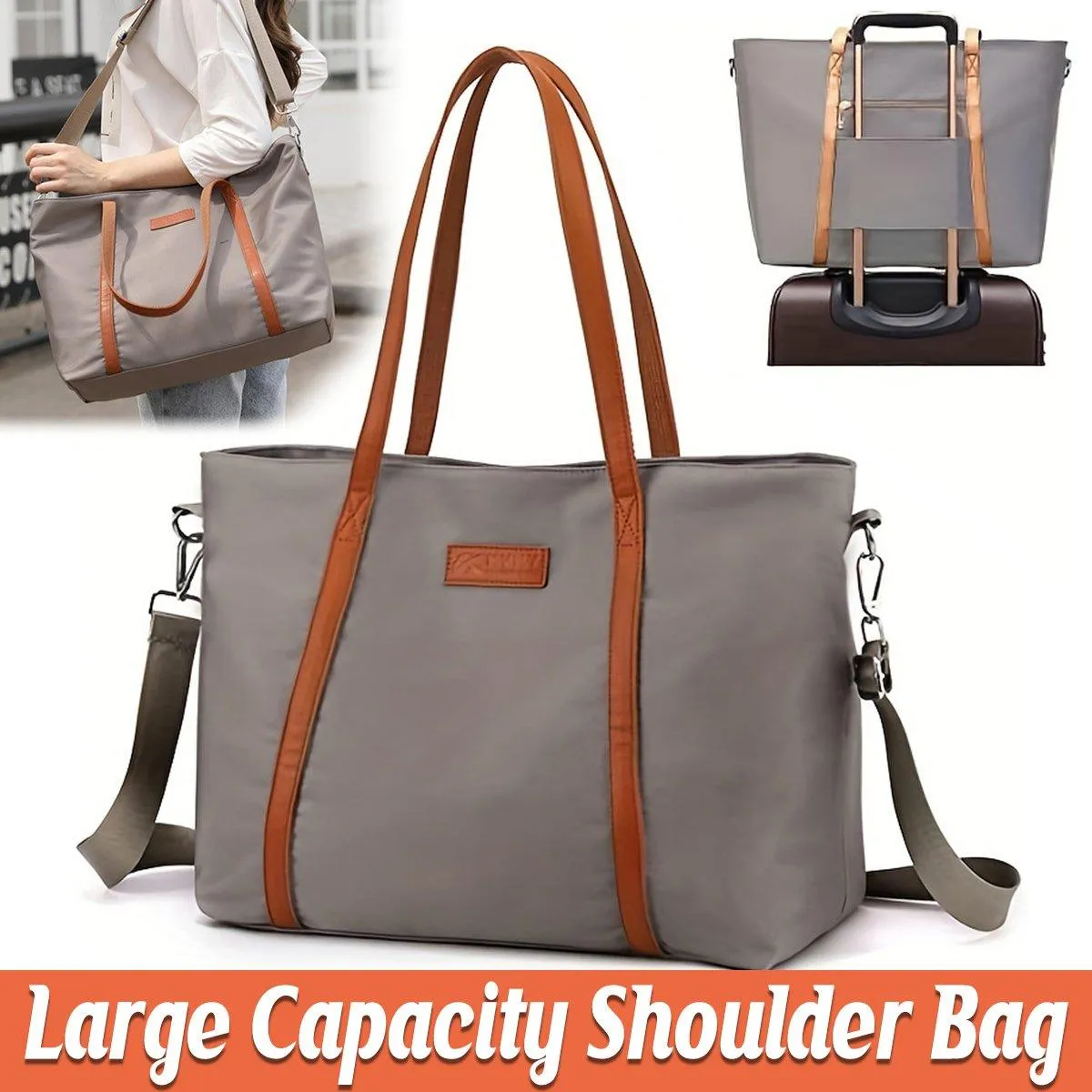 Fashion Nylon Shoulder Bag Large Capacity Tote Handbag Travel Purse for Women