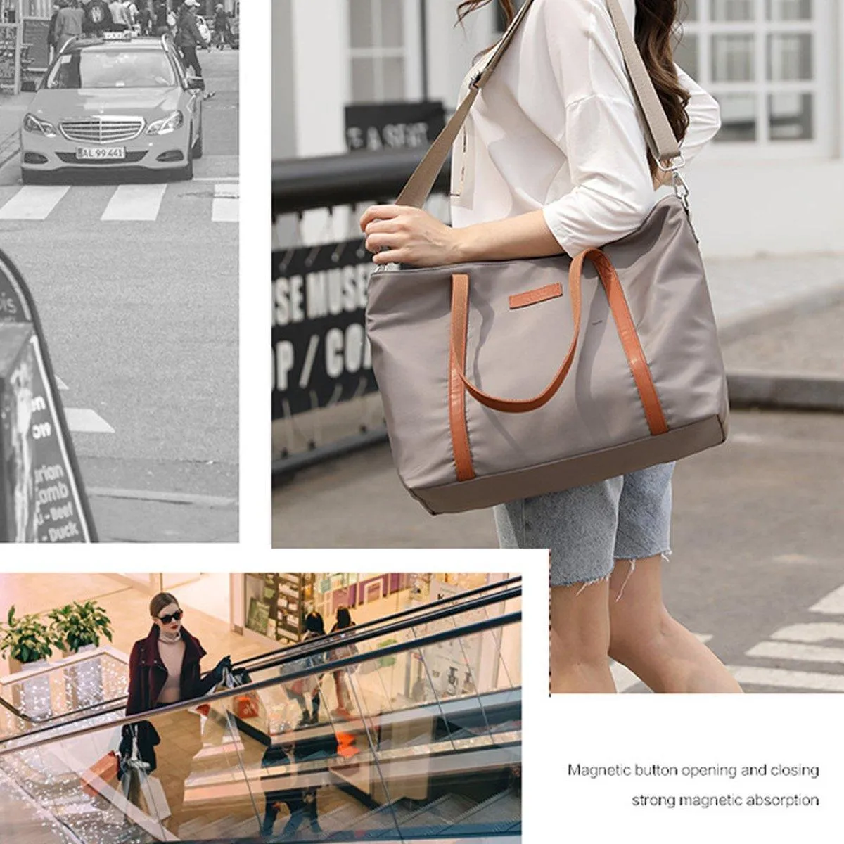Fashion Nylon Shoulder Bag Large Capacity Tote Handbag Travel Purse for Women