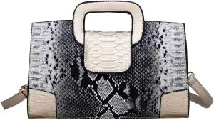 Fashion Women Flap Tote Top-Handle Handbag Crocodile Pattern Leather Clutch Purse Shoulder Crossbody