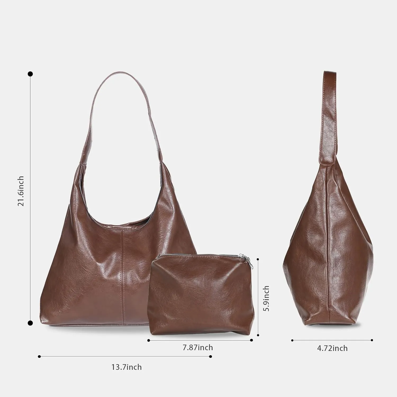 Fashion Women's Tote Bag with Smaller Inner Bag - Pockets, Fixed Length Strap for Hand or Shoulder Carry