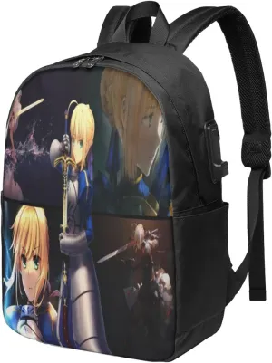 Fate Zero Fate Stay Night Laptop Backpack College Backpack Waterproof Durable Business Backpack With Usb Port Work Travel Casual Daypack 17 Inch