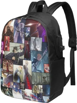 Fate Zero Fate Stay Night Laptop Backpack College Backpack Waterproof Durable Business Backpack With Usb Port Work Travel Casual Daypack 17 Inch