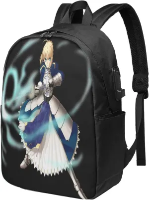 Fate Zero Fate Stay Night Laptop Backpack College Backpack Waterproof Durable Business Backpack With Usb Port Work Travel Casual Daypack 17 Inch