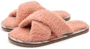 Feelgoodz Women’s Sherpa Cross-Strap Indoor/Outdoor Slippers