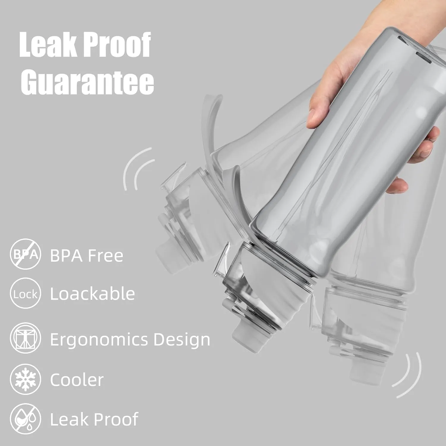 FEIJIAN Mist & Sip Water Bottle, 32oz, BPA-Free, Leakproof & Lightweight, Ideal for Fitness & Outdoor, Gray