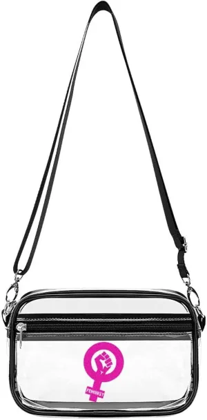Feminist Female Power Clear Stadium Bag Clear Mini Messenger Bags with 2 Compartments Crossbody Bag