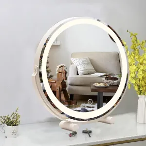 FERKAP Large Vanity Mirror with Lights, LED Mirror with Touch Screen Lighted Vanity Mirror for Dressing Table, Light Up Makeup Mirror Tabletop (Color : White, Size : 11.8"X13.3")