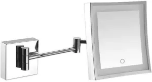 FIDEMM Square Vanity Cosmetic Mirror Wall Mount 3X Magnification Extendable for Shaving in Bedroom (Color : Silver, Size : Powered by Plug)