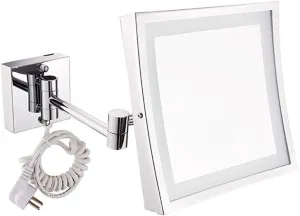 FIDEMM Wall-Mounted Makeup Mirror Shaving Mirror for Hotel Vanity Adjustable Extendable Square 7.9inch 3X Magnifying
