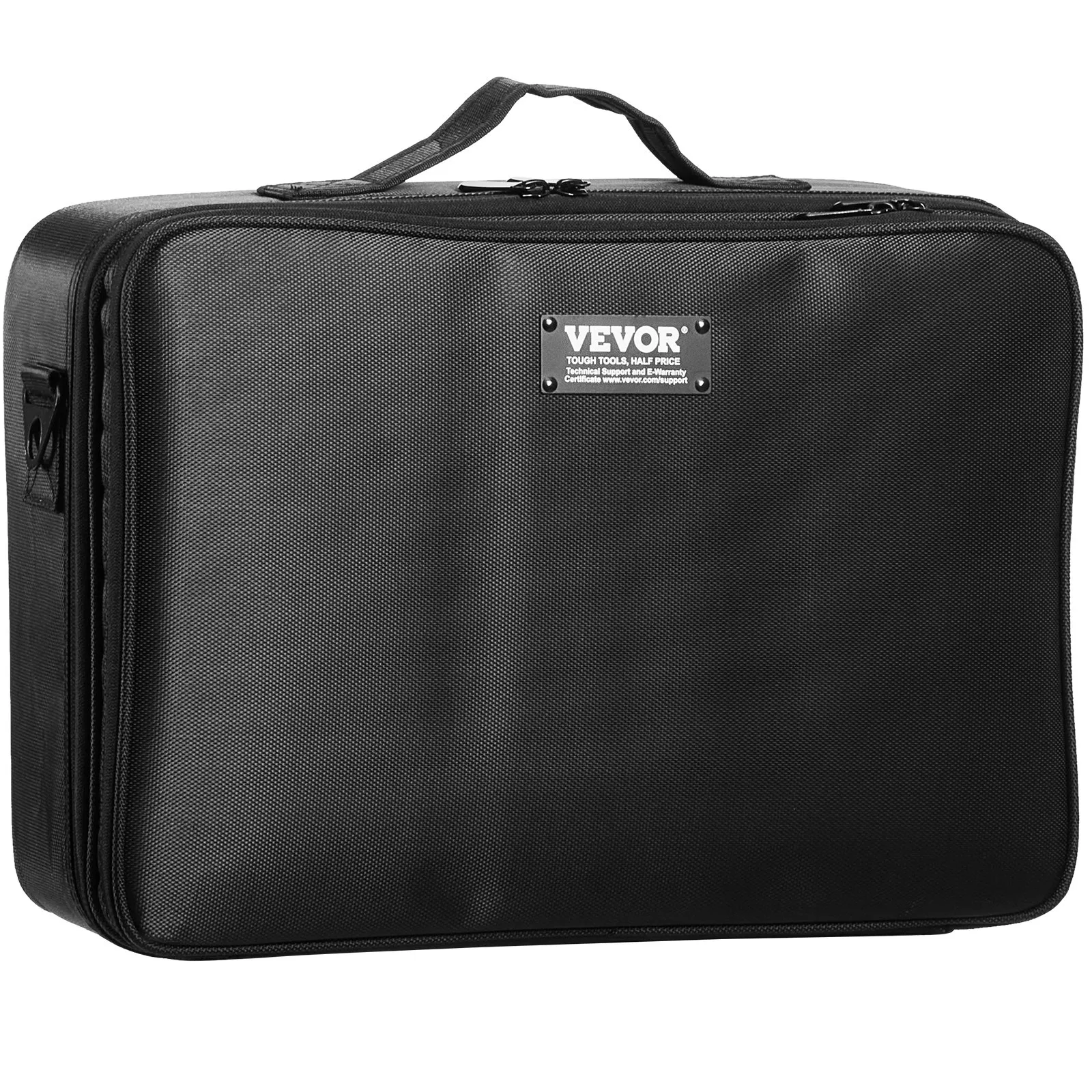 (FINAL PRICES ARE LOWER ON OUR SITE!) VEVOR Makeup Train Case Large Storage 3 Tiers, Convenient Carry With Handle, Strap, Professional Waterproof Oxford Makeup Storage Organizer Box, Heavy Duty Make Up Carrier, Black
