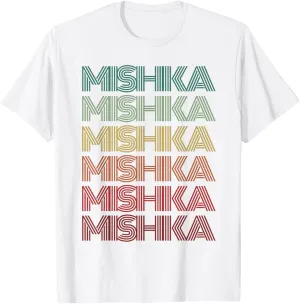 First Name MISHKA Indian Girl Retro Nametag 80's Birthday T-Shirt