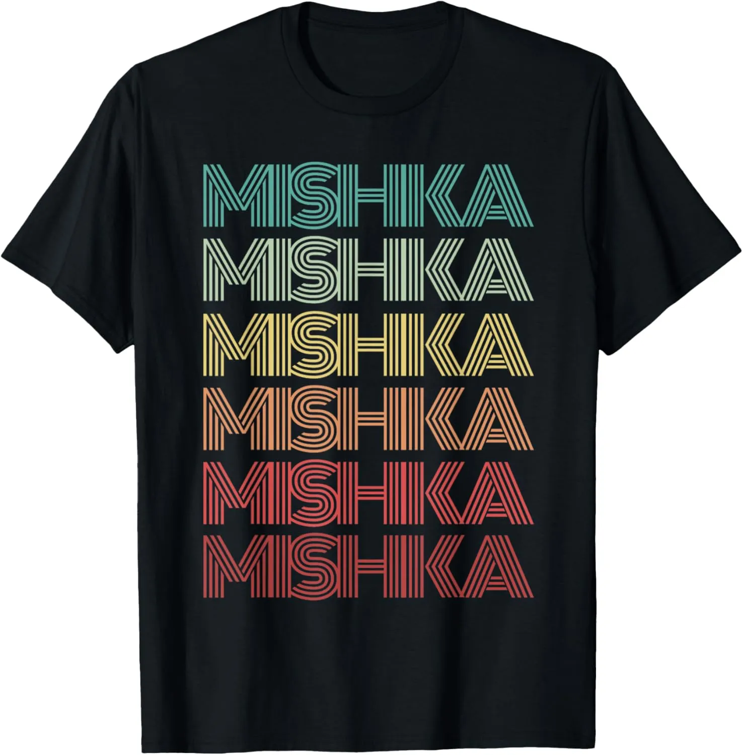 First Name MISHKA Indian Girl Retro Personalized 80's Party T-Shirt
