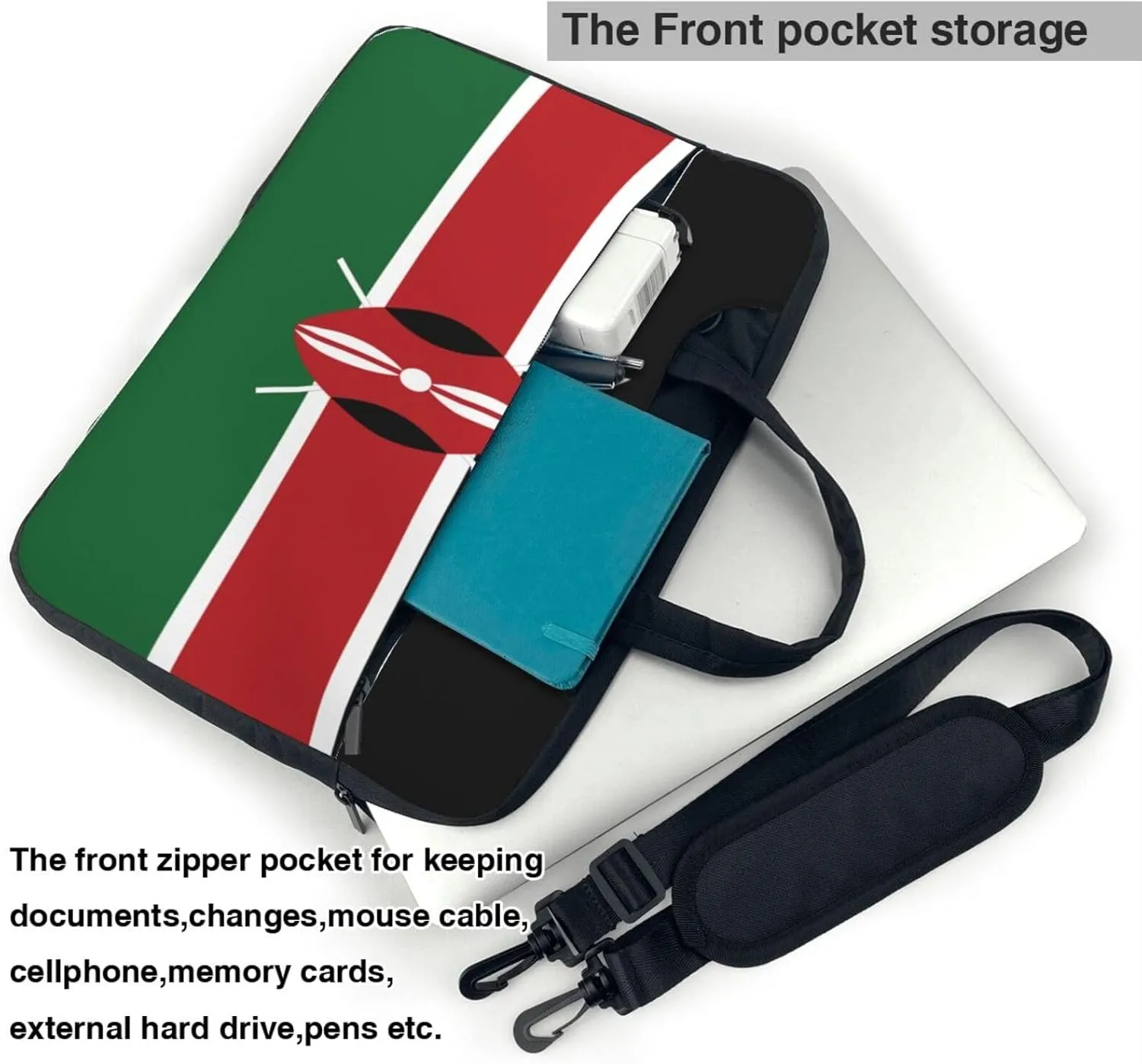 Flag of Kenya Print Trendy Oxford Cloth Laptop Bag - Versatile Laptop Case,Messenger Bag, Shoulder Bag