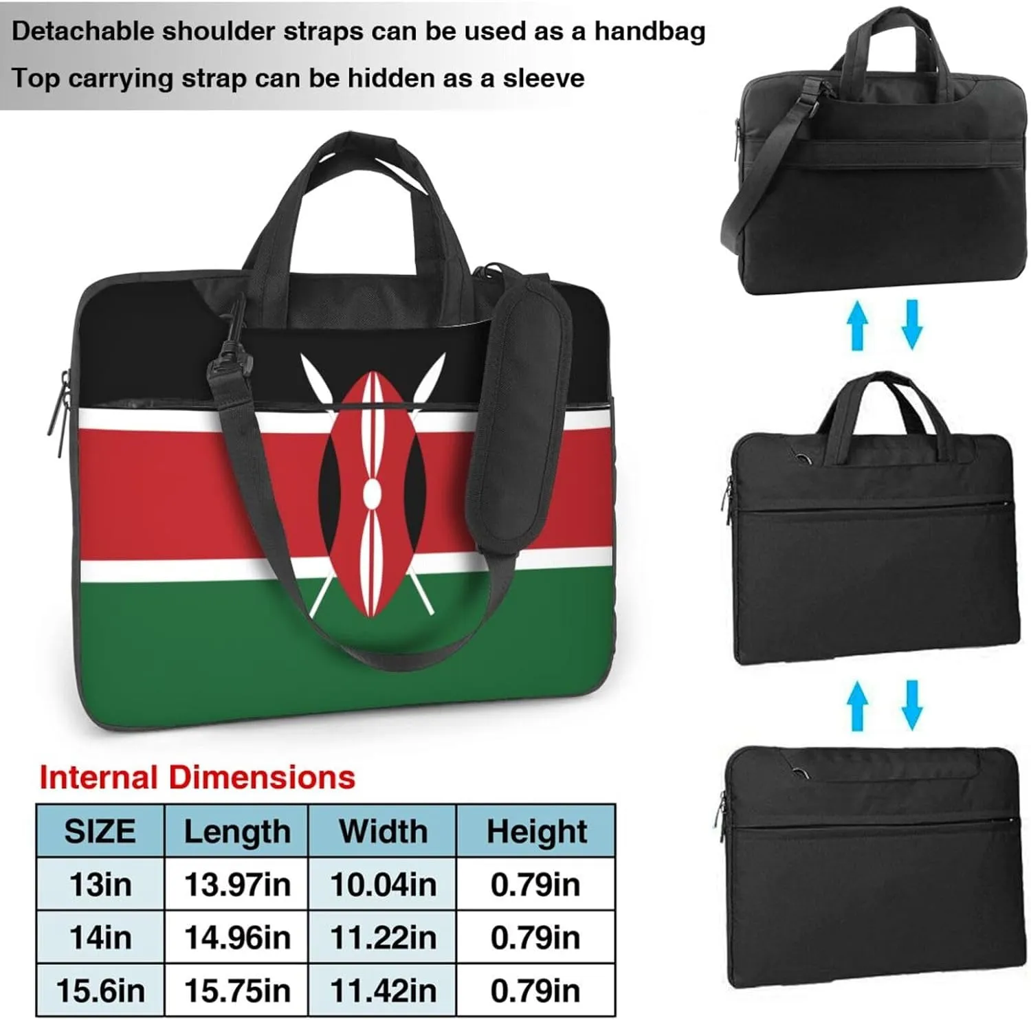 Flag of Kenya Print Trendy Oxford Cloth Laptop Bag - Versatile Laptop Case,Messenger Bag, Shoulder Bag